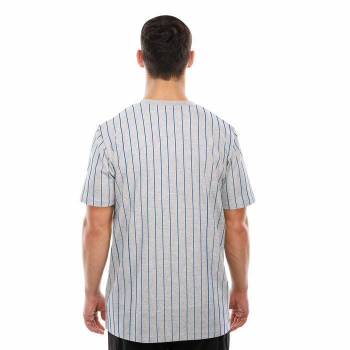 Chicago Cubs New Era Grey Bullseye Pinstripe Throwback Short Sleeve T-Shirt