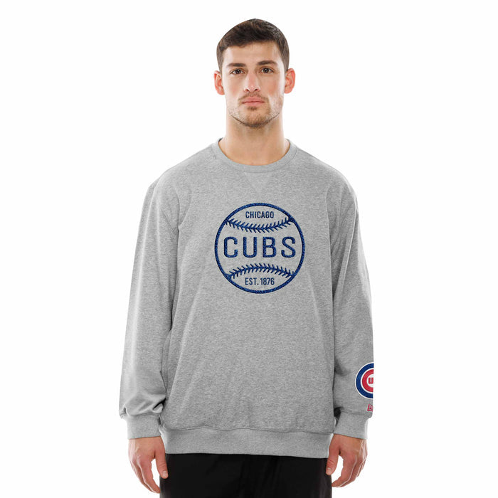 Chicago Cubs New Era Grey Sport Night Crewneck Sweatshirt