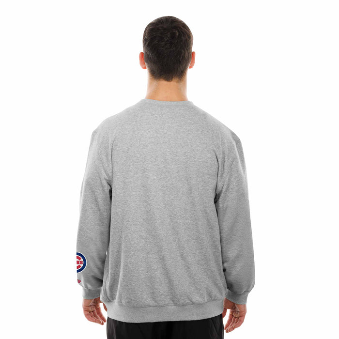 Chicago Cubs New Era Grey Sport Night Crewneck Sweatshirt