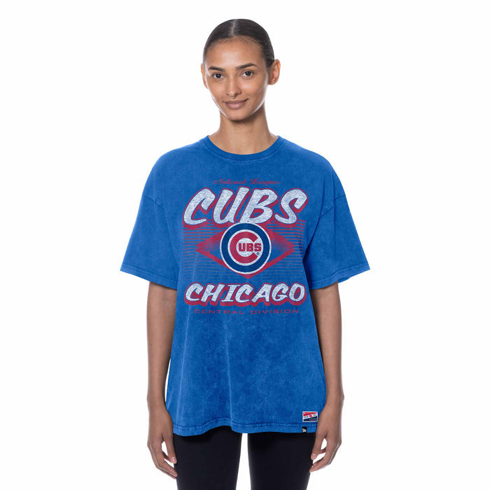 Chicago Cubs New Era Women's Royal Oversized Diamond T-Shirt