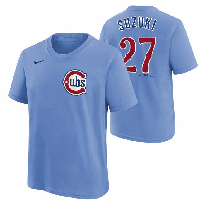 Chicago Cubs Seiya Suzuki Nike Youth Alternate Blues Name & Number T-Shirt