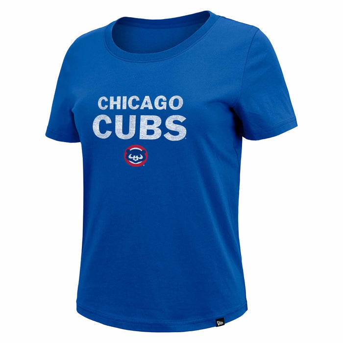 Chicago Cubs Women's New Era 1984 Bear Bubble Royal Blue T-Shirt