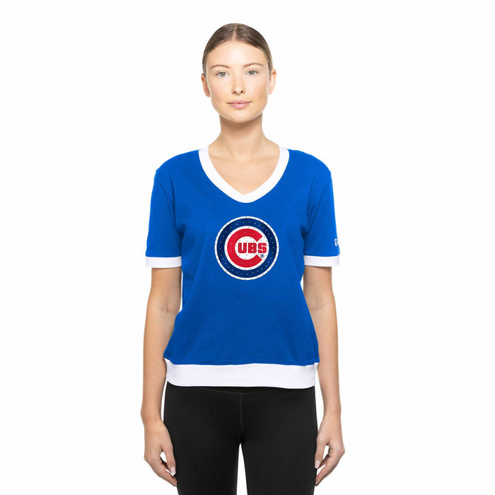 Chicago Cubs Women's New Era Bullseye Ribbed T-Shirt