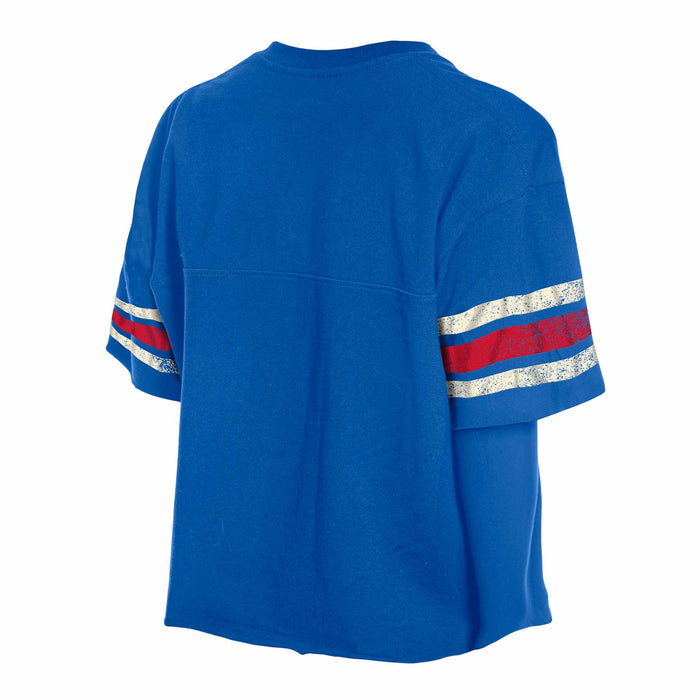 Chicago Cubs Women's New Era Crop Top V Neck T-Shirt