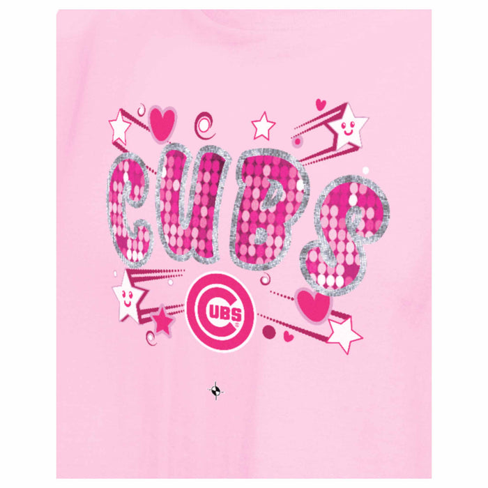 Chicago Cubs Youth Girls New Era Pink Crop Top T-Shirt