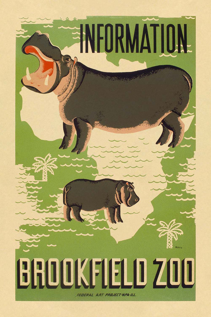 Chicago Travel Poster: Brookfield Zoo by Mildred Waltrip, 1936