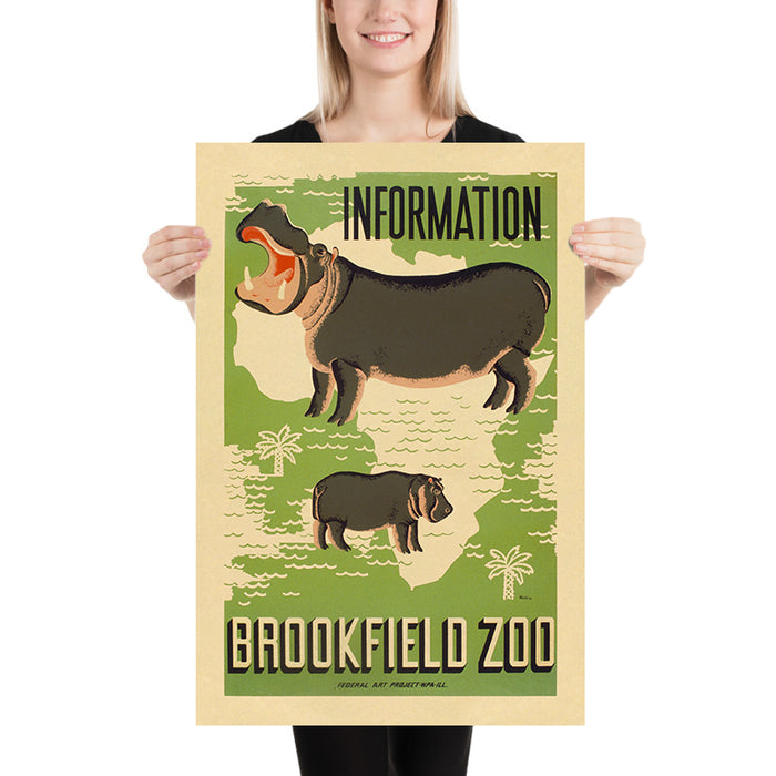 Chicago Travel Poster: Brookfield Zoo by Mildred Waltrip, 1936