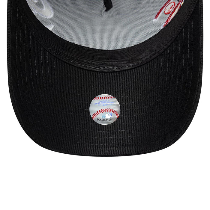 Pictured is this MLB Patch Chicago White Sox 9FORTY A-Frame Trucker cap in black. 7