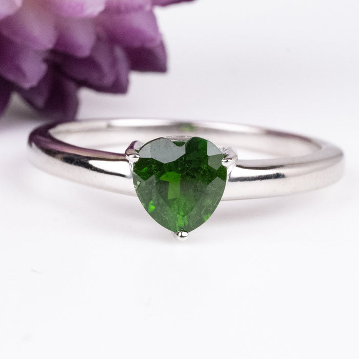 Chrome Diopside 6mm Heart Ring .925 Silver | Choose Size - InnerVision Crystals