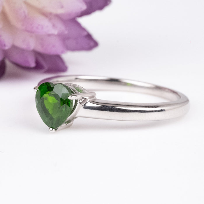 Chrome Diopside 6mm Heart Ring .925 Silver | Choose Size - InnerVision Crystals