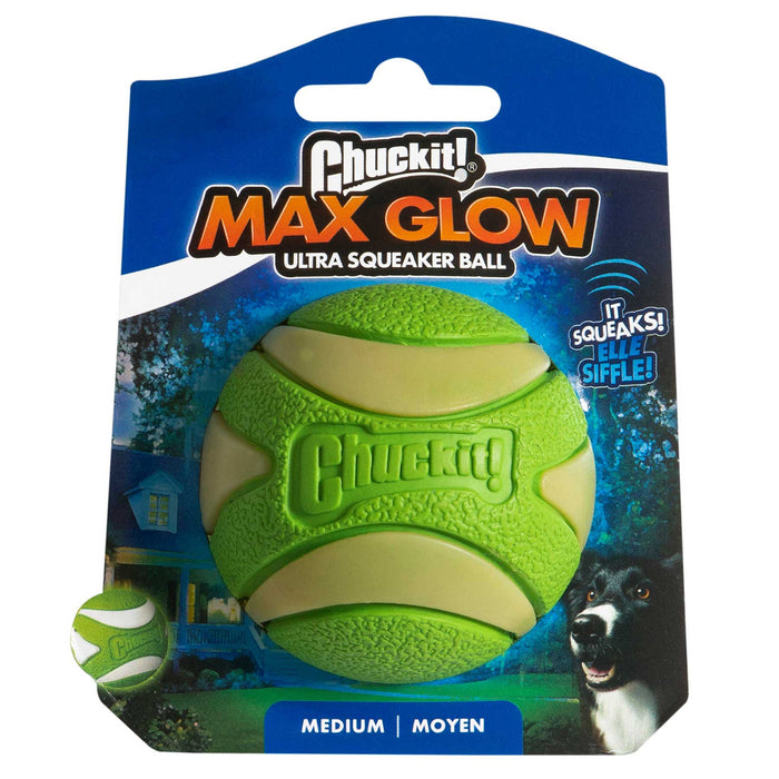 Chuckit! Max Glow Ultra Squeaker Ball Dog Toy