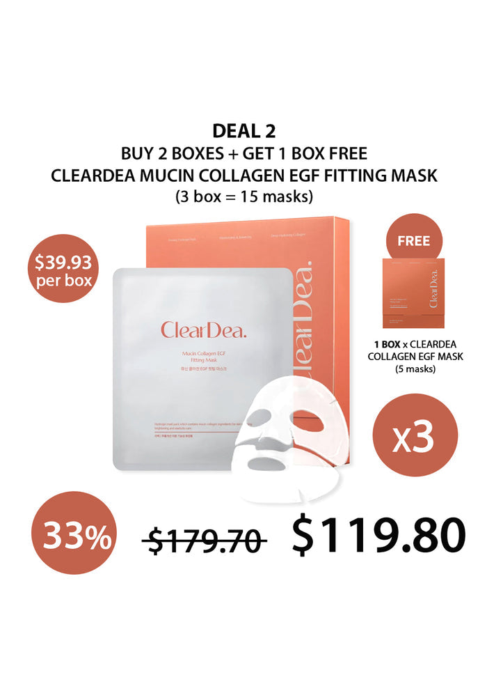 (BUY 2+1 FREE) CLEARDEA MUCIN COLLAGEN EGF MASK