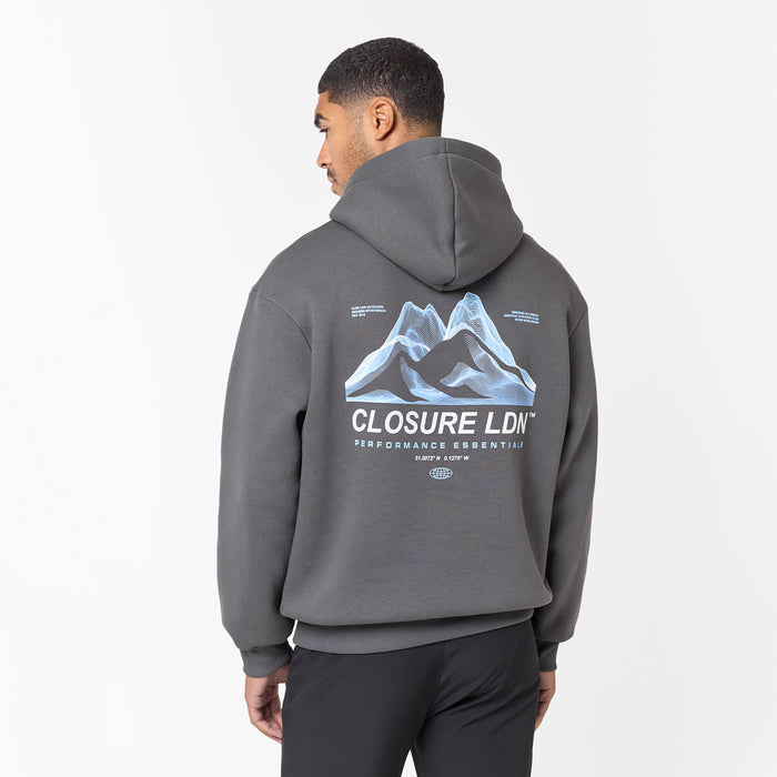Men's  Charcoal  CLSR Outdoors Hoodie Closure London  Front View