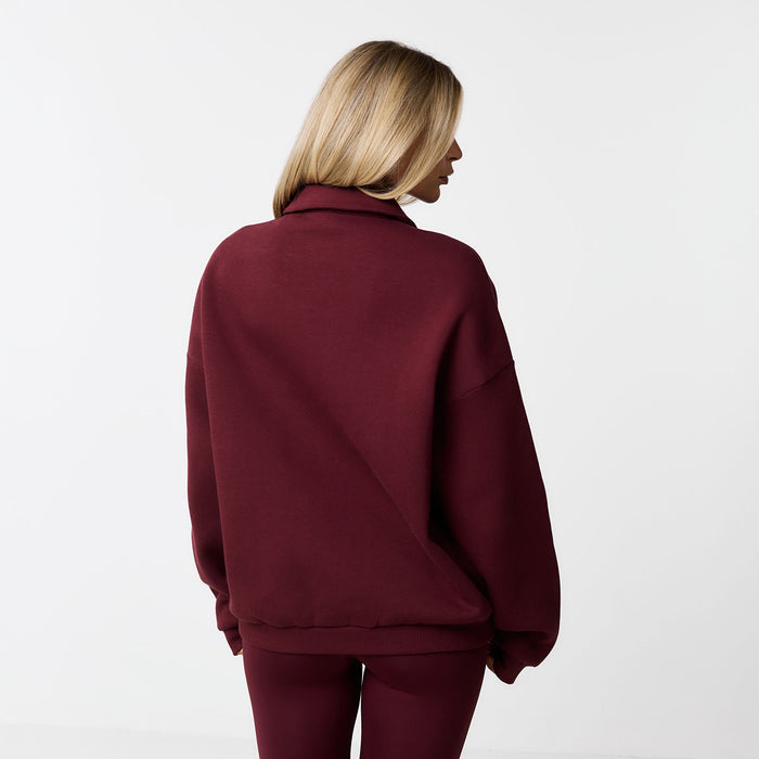 Collegiate Button Up Sweatshirt | Burgundy