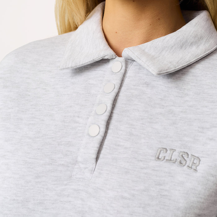 Collegiate Button Up Sweatshirt | Grey Marl