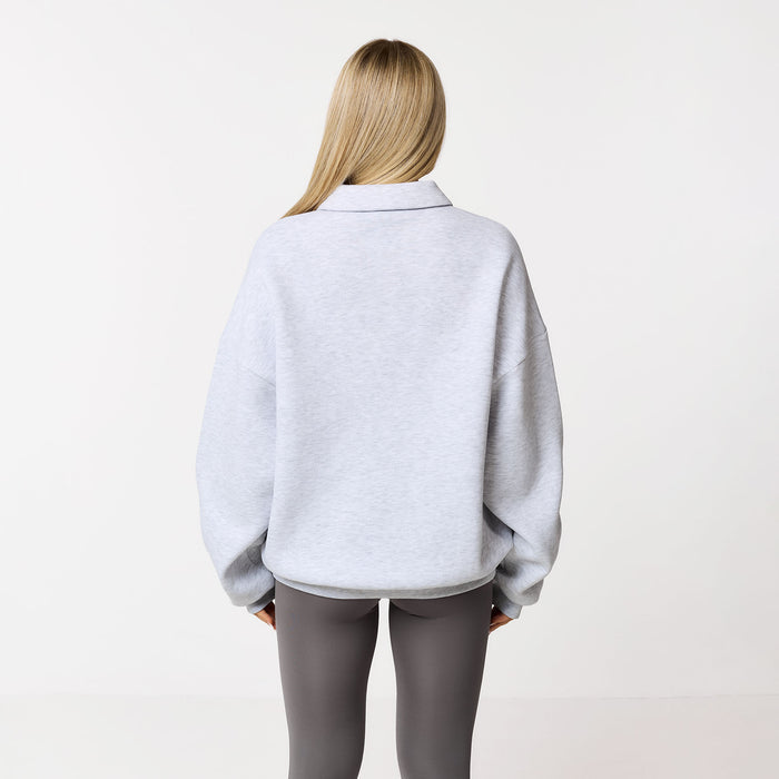 Collegiate Button Up Sweatshirt | Grey Marl