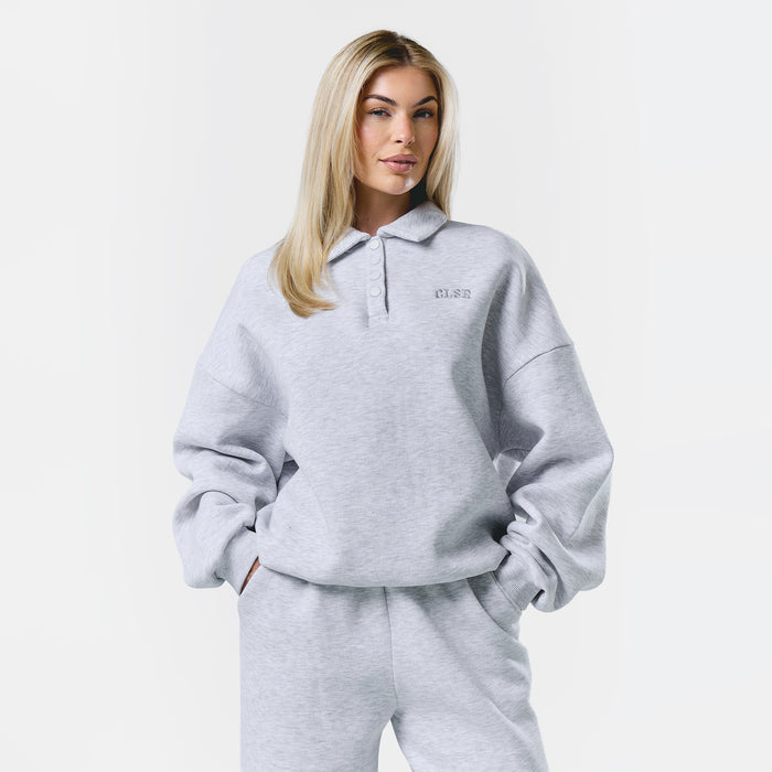 Collegiate Button Up Tracksuit | Grey Marl