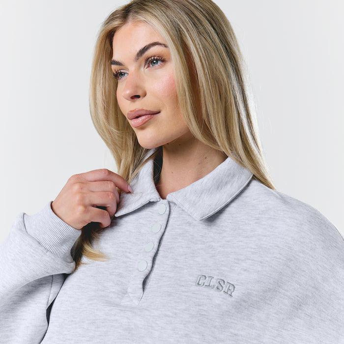 Collegiate Button Up Tracksuit | Grey Marl