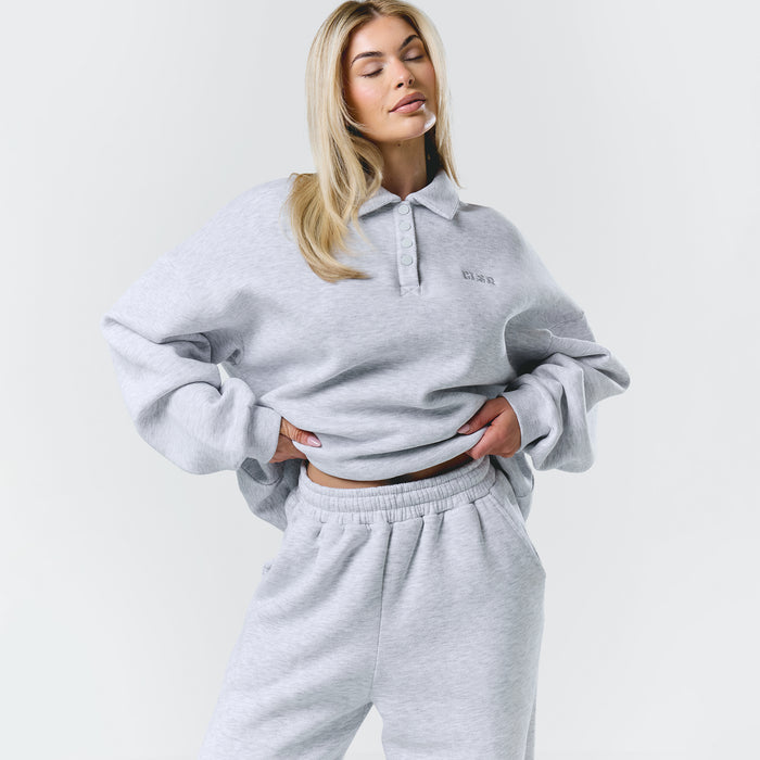 Collegiate Button Up Tracksuit | Grey Marl