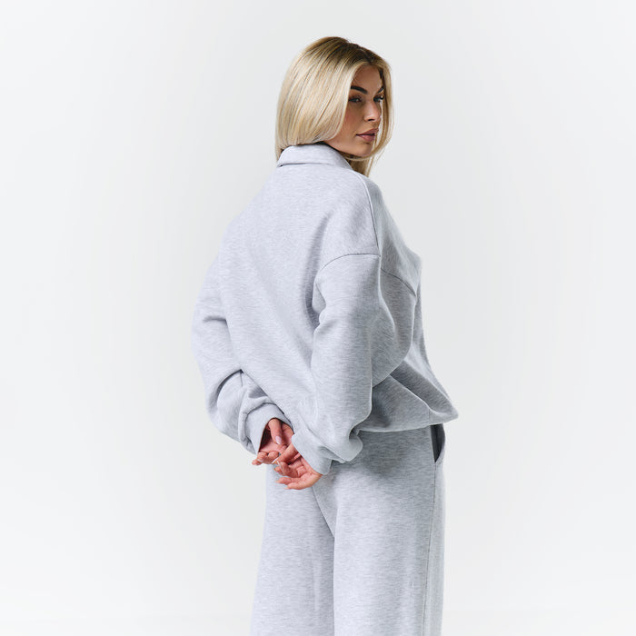 Collegiate Button Up Tracksuit | Grey Marl