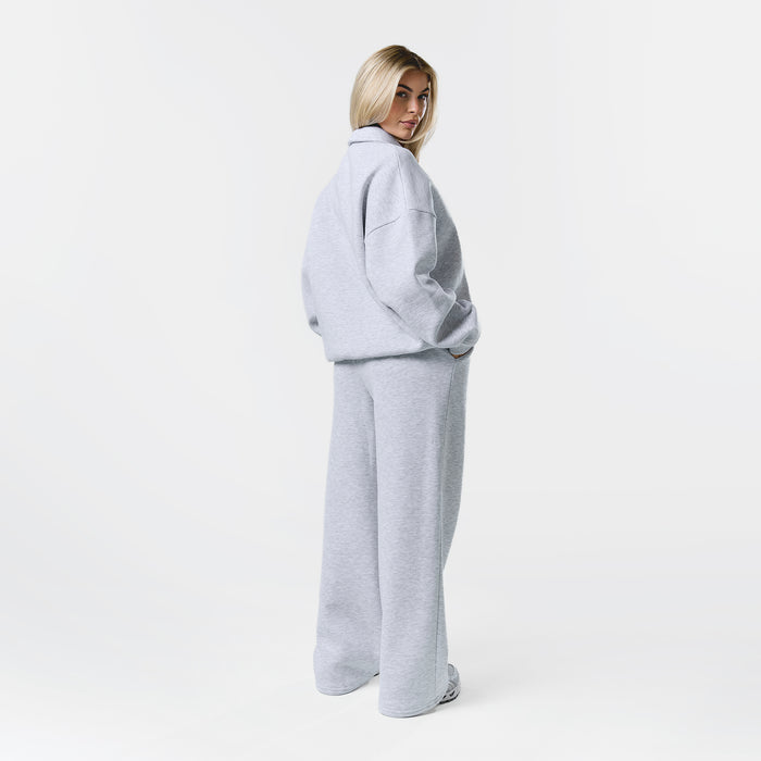 Collegiate Button Up Tracksuit | Grey Marl