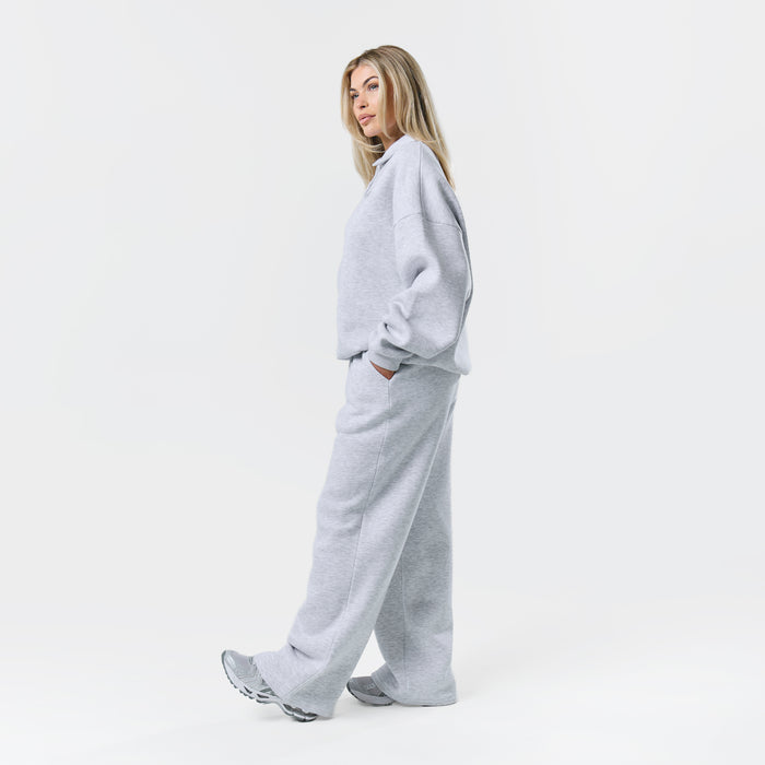 Collegiate Button Up Tracksuit | Grey Marl