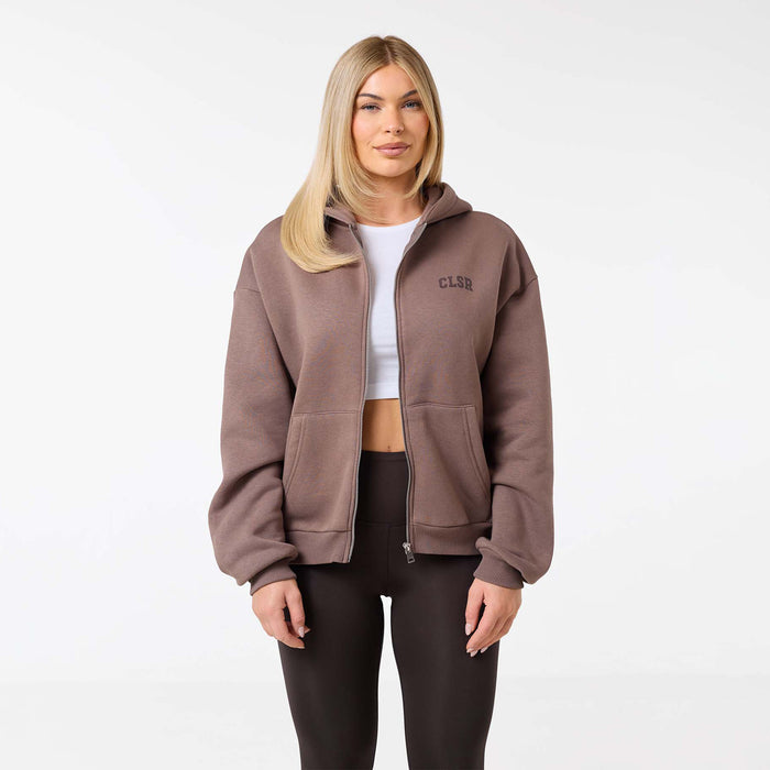 Collegiate Full Zip Hoodie | Mocha
