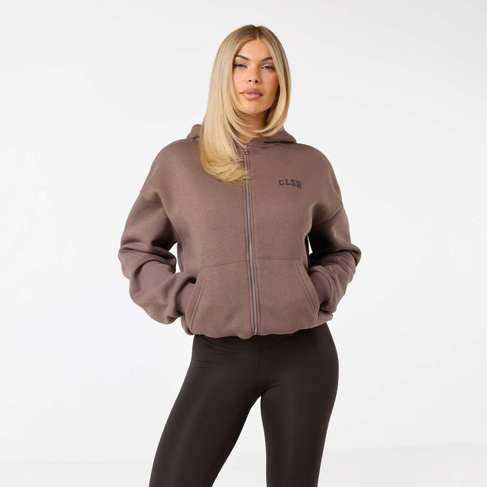 Collegiate Full Zip Hoodie | Mocha