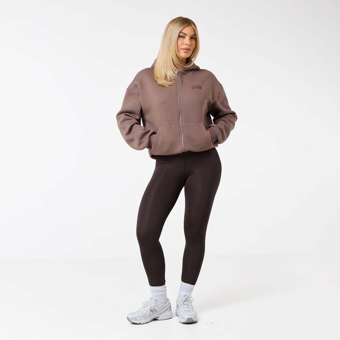 Collegiate Full Zip Hoodie | Mocha