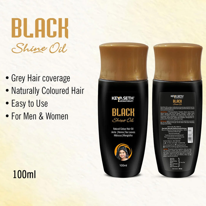 Complete Hair Colour Combo - Black Shine Oil & Black Shine Pack, Natural Dye, Long-Lasting, Nourishes & Protects, Men & Women - Keya Seth Aromatherapy