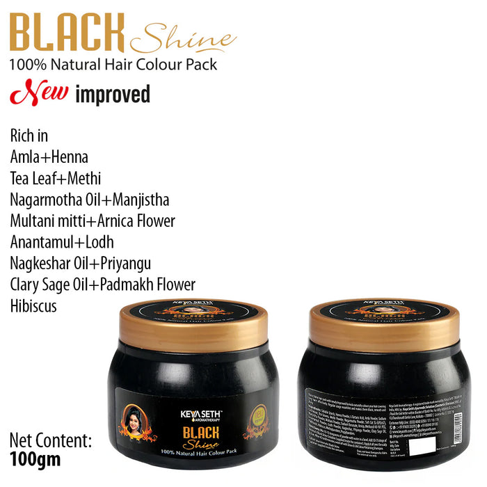 Complete Hair Colour Combo - Black Shine Oil & Black Shine Pack, Natural Dye, Long-Lasting, Nourishes & Protects, Men & Women - Keya Seth Aromatherapy