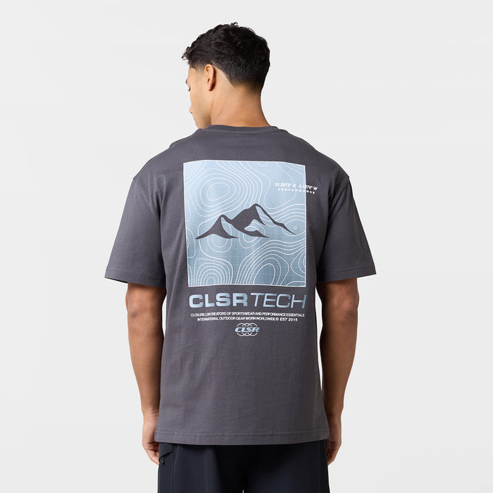 Contours Tech T-Shirt | Charcoal/Light Blue