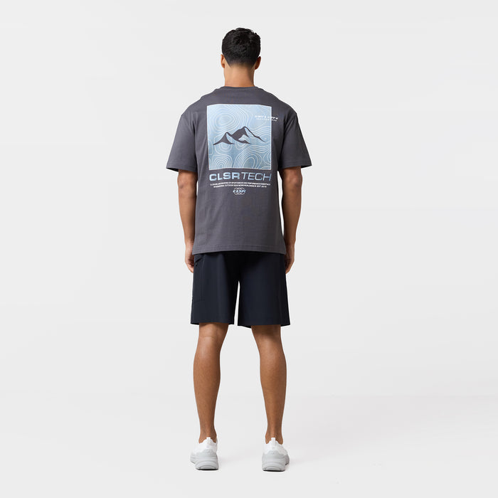 Contours Tech T-Shirt | Charcoal/Light Blue