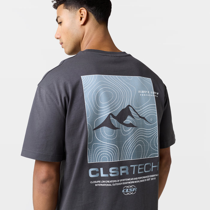Contours Tech T-Shirt | Charcoal/Light Blue