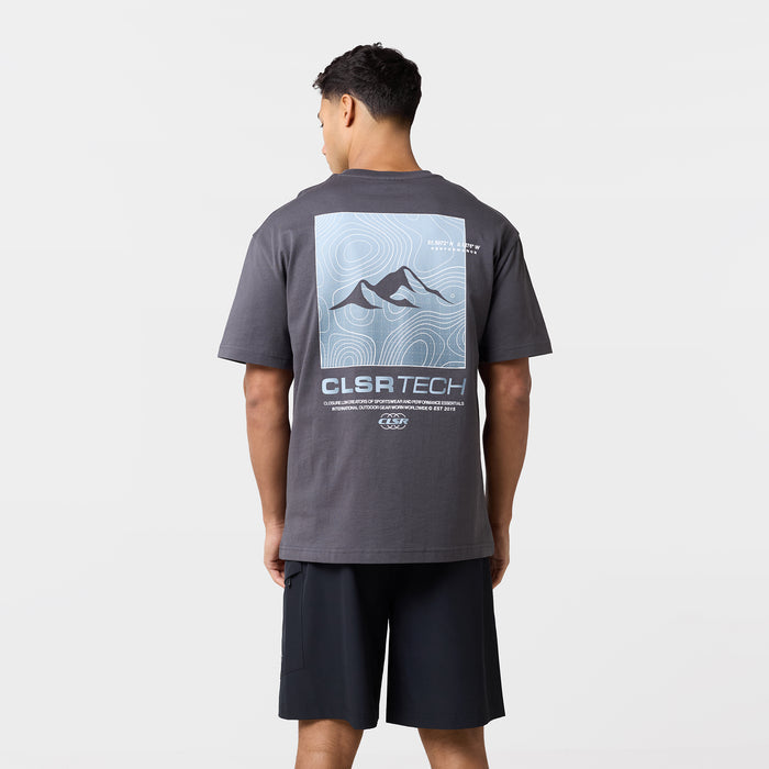 Contours Tech T-Shirt | Charcoal/Light Blue