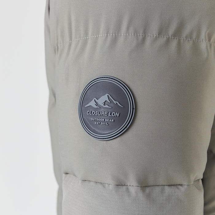 Contrast Panel Puffer Jacket | Washed Khaki