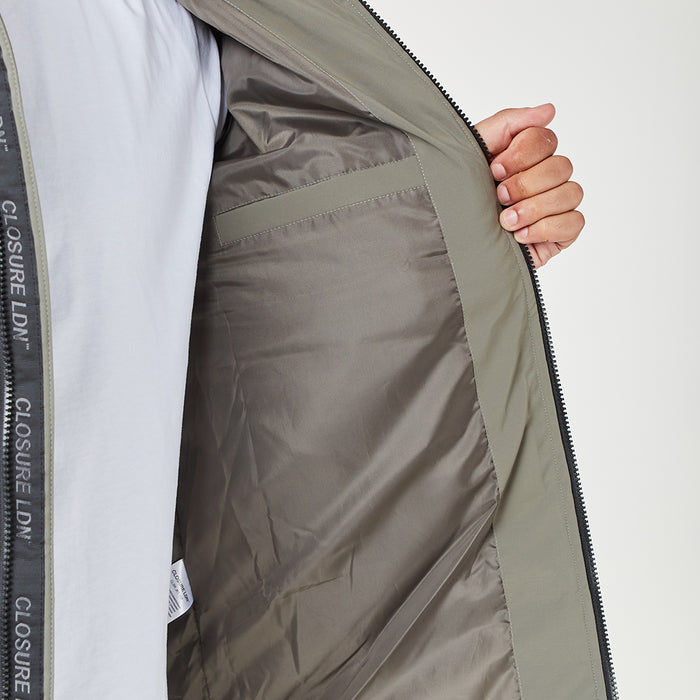 Contrast Panel Puffer Jacket | Washed Khaki