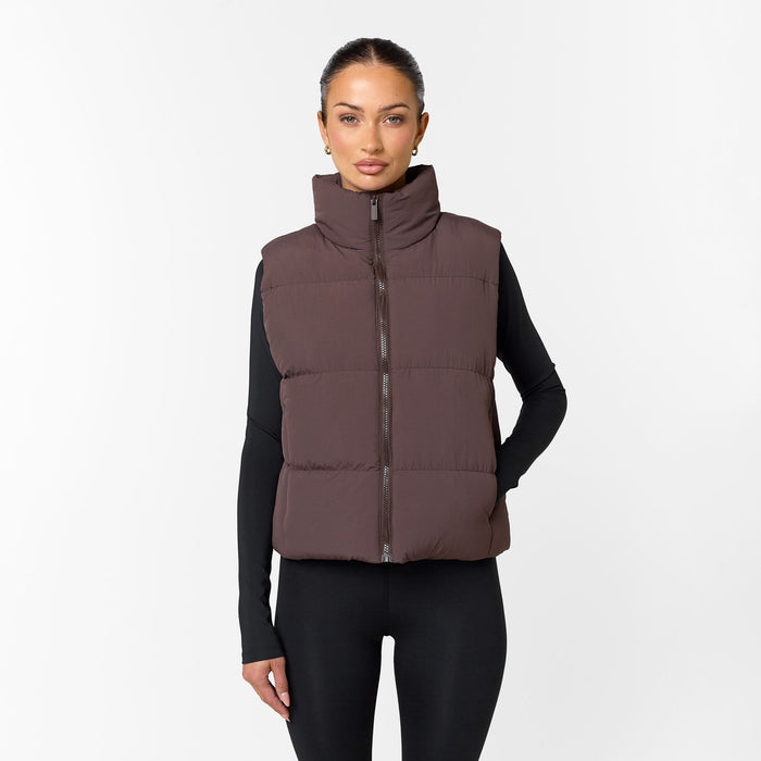 Women's Coffee Core Gilet Closure London  Front View