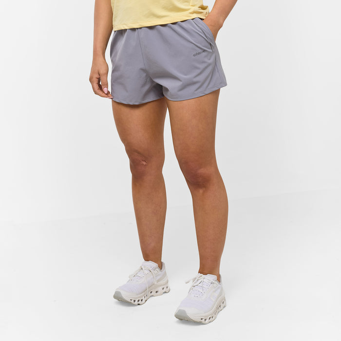 Women's Core Running Short  Mid Grey Closure London Front View