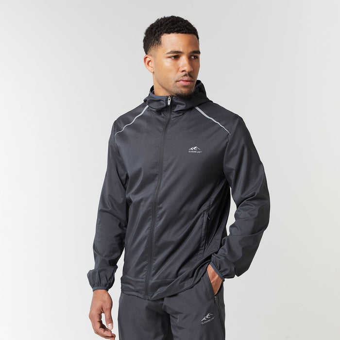 Men's  Charcoal Core Windbreaker  Closure London  Front View