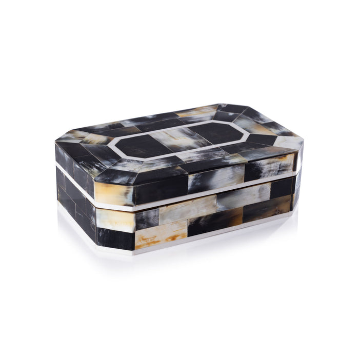 Corviglia Black Horn with Ivory Trim Box - Boxes by Carlyle Avenue