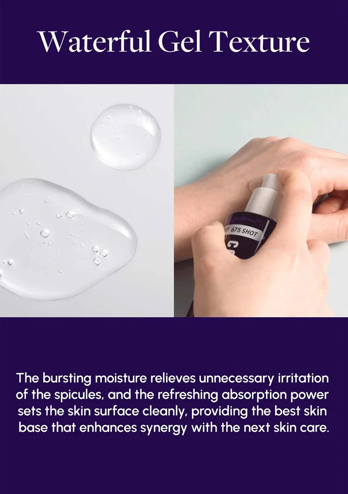 Product packaging with a close-up of gel texture and a hand holding the product.