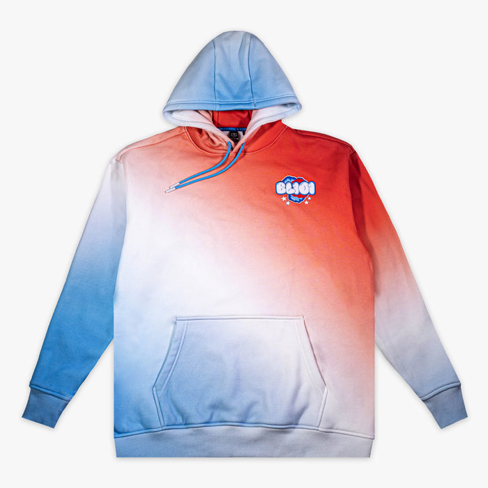 Red, white & blue Cotton Candy USA hoodie — front view