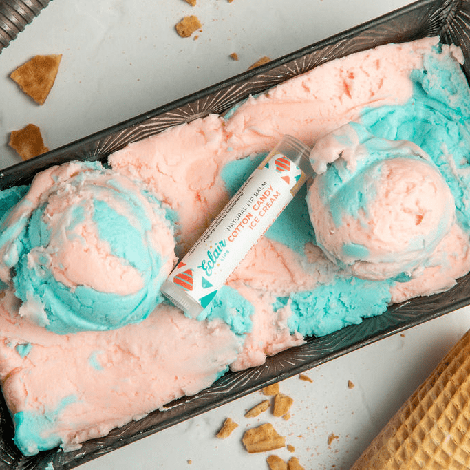 Cotton candy ice cream with lip balm