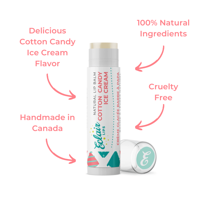 Eclair Lips Cotton Candy Ice Cream Lip Balm - 100% Natural Ingredients