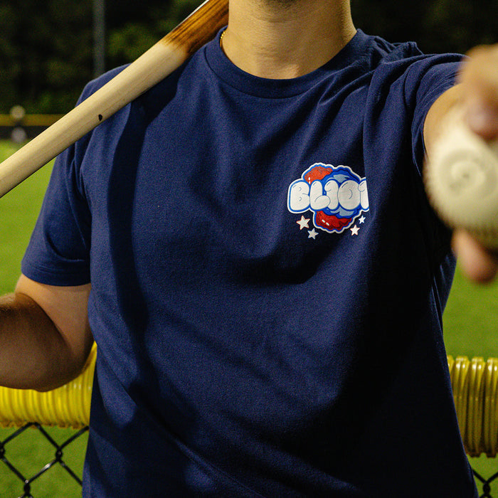 Cotton candy Baseball Lifestyle 101 4th of July navy tee shirt