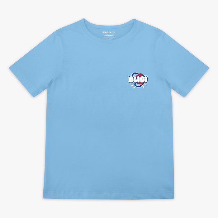 Red, white & blue Cotton Candy Light Blue youth graphic tee — front view