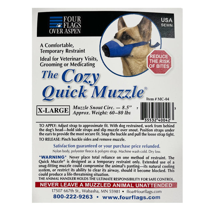 Cozy Quick X-Large Muzzle, Label on Packaging
