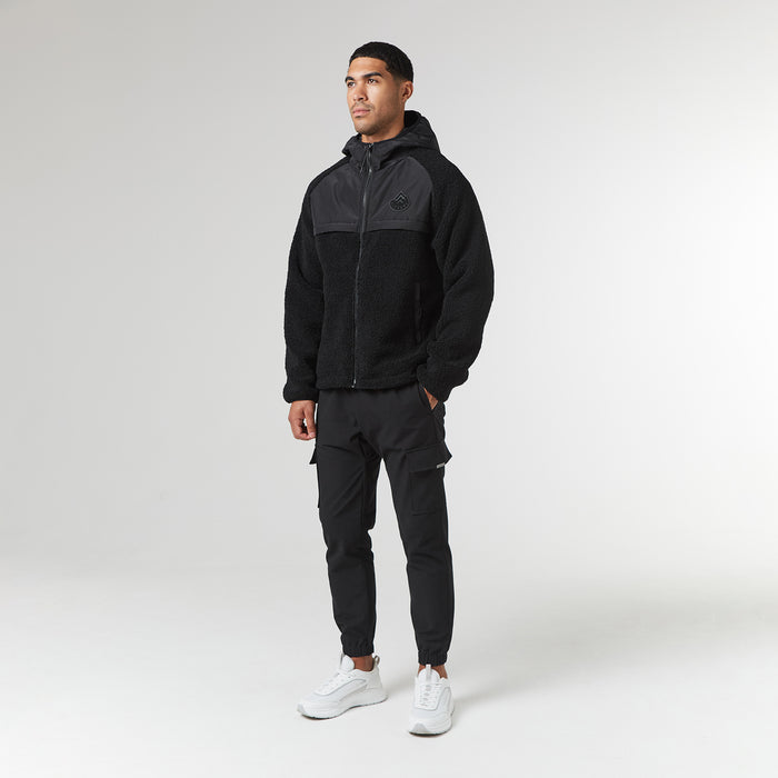 Crinkle Borg Panel Jacket | Black