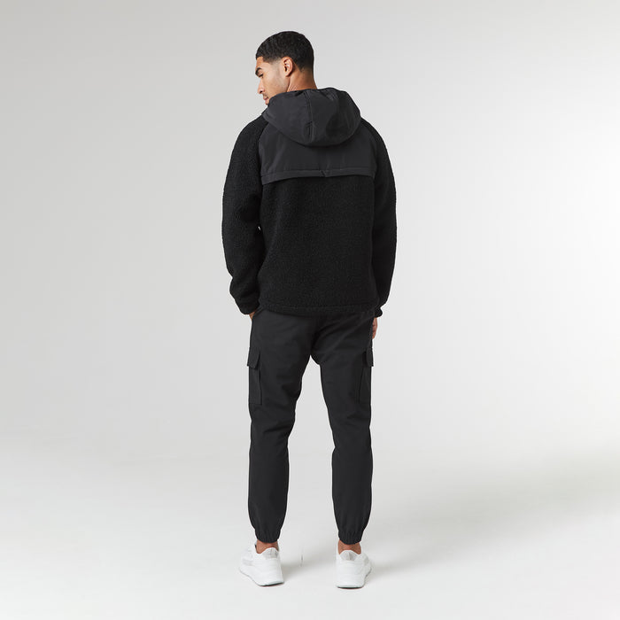 Crinkle Borg Panel Jacket | Black